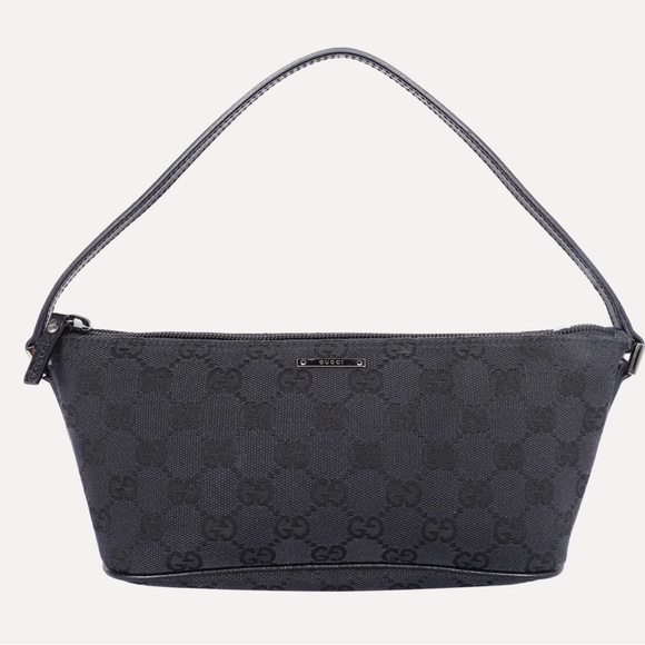 Gucci canvas and leather black logo monogram handbag - Picture 1 of 16